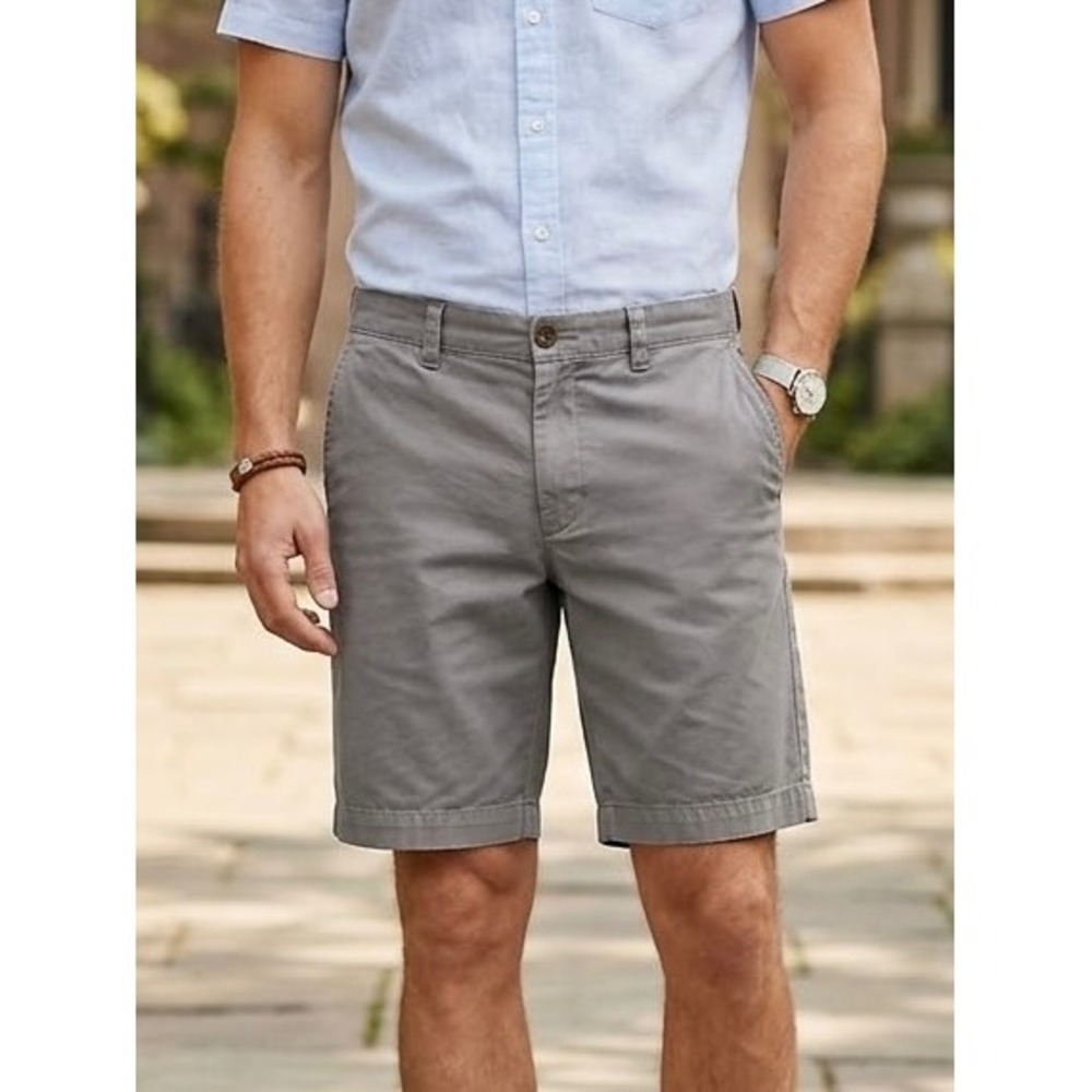 J.Crew Rivington Men Gray Chino Shorts 100% Cotton Size 31W RN77388